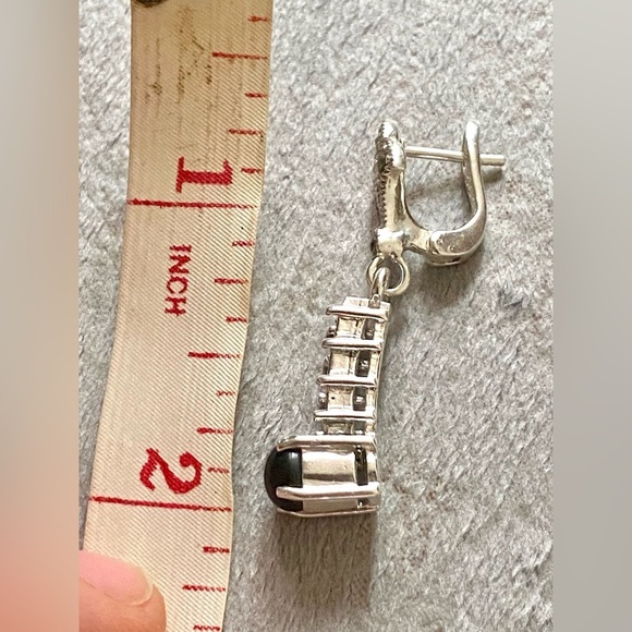 Elegant Silver and Black Dangle Earrings. Vintage sterling silver - Picture 6 of 7